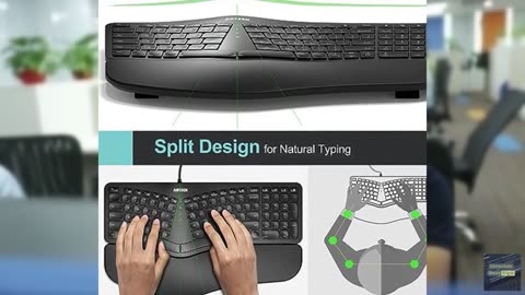 Arteck Ergonomic USB Wired Keyboard with Cushioned Wrist & Palm Rest, Backlit 7