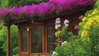 Magical Resort Garden, Vibrant Flowers, raining, Camping Fun, Tourism۔