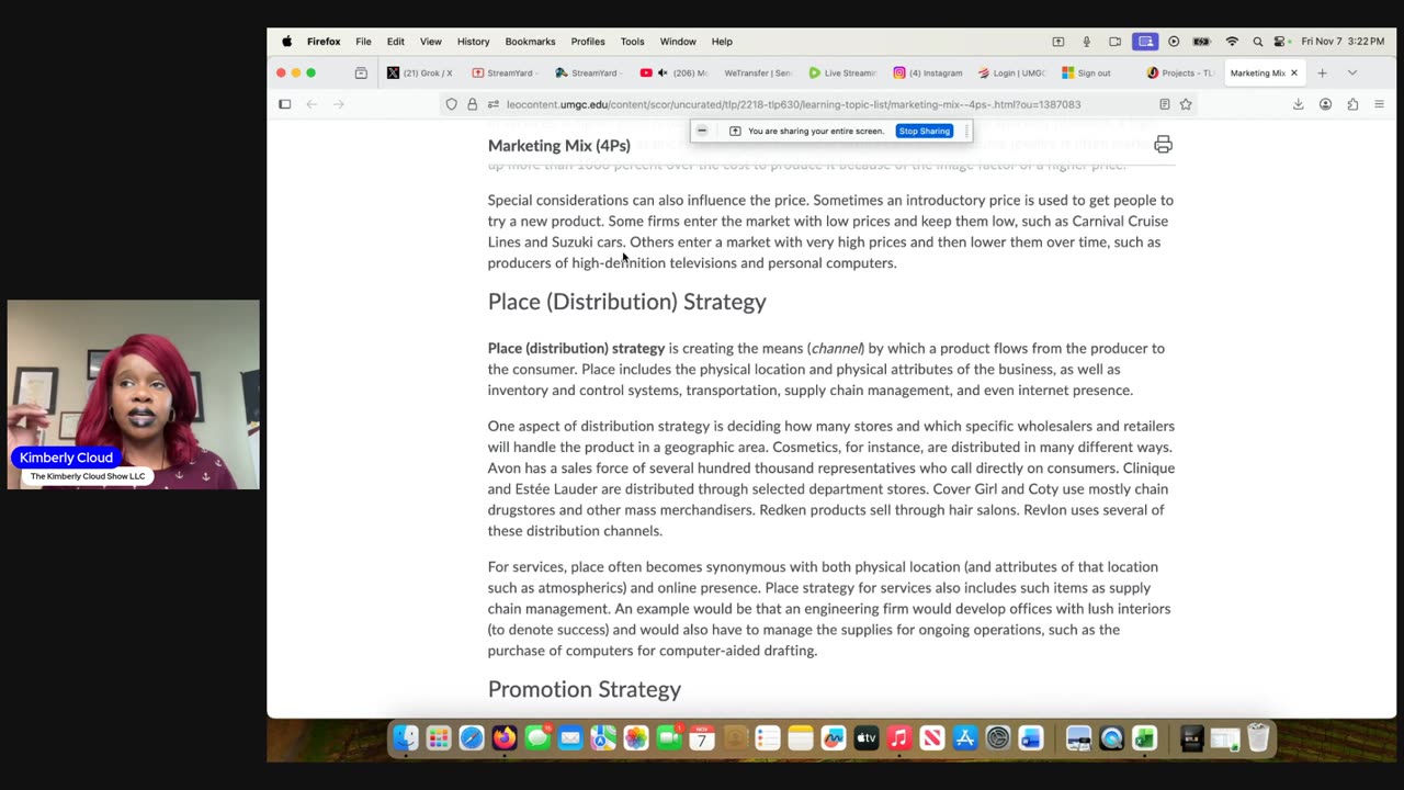 The Kimberly Cloud Show LLC UMGC Study Session