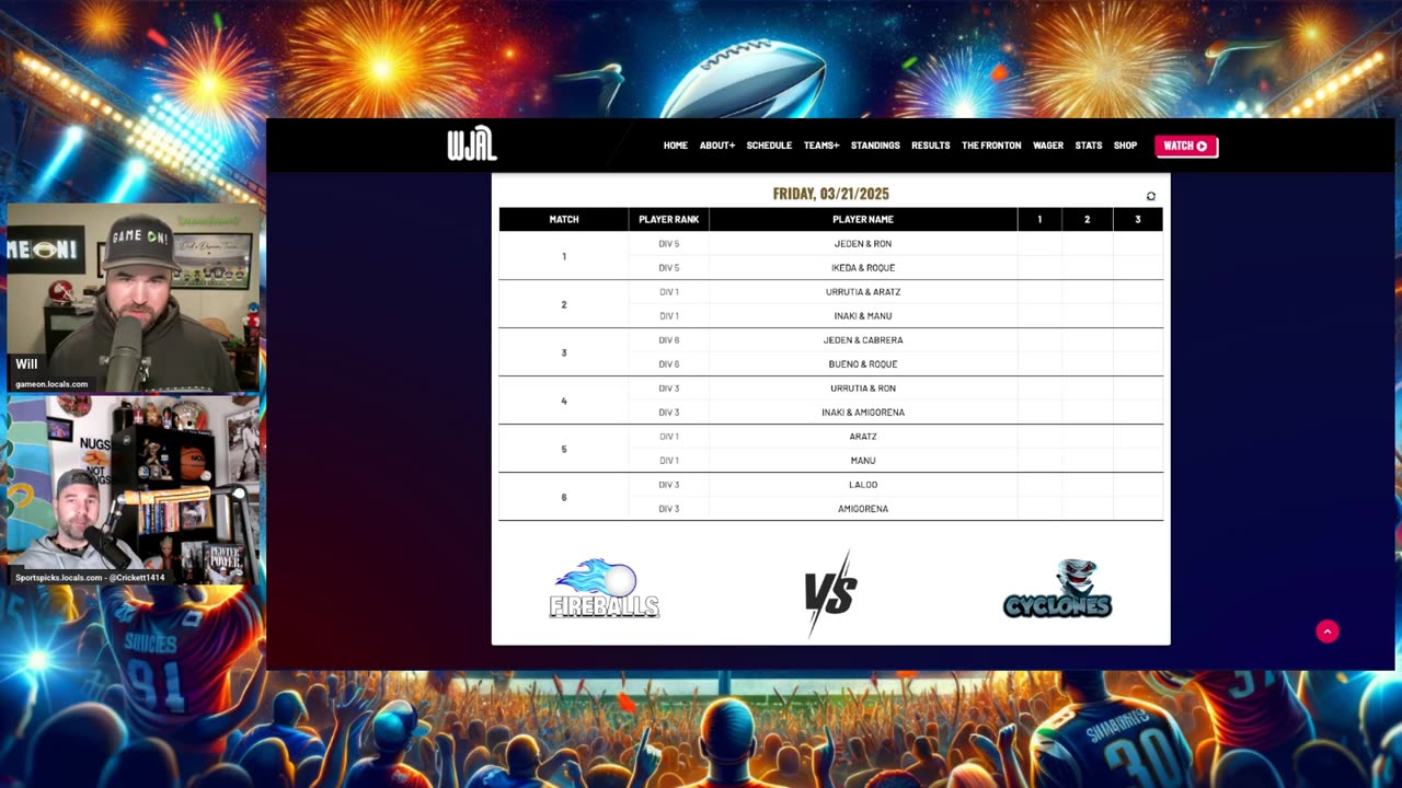 World Jai-Alai League Match Day | Fireballs vs Cyclones Preview