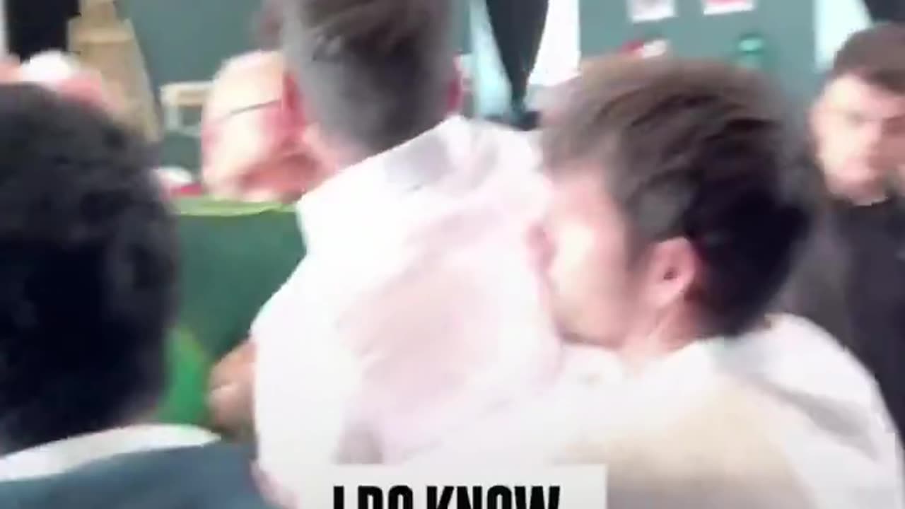 An Irish man stood up in outrage after seeing a Zionist try to raise the Israeli flag inside a hall