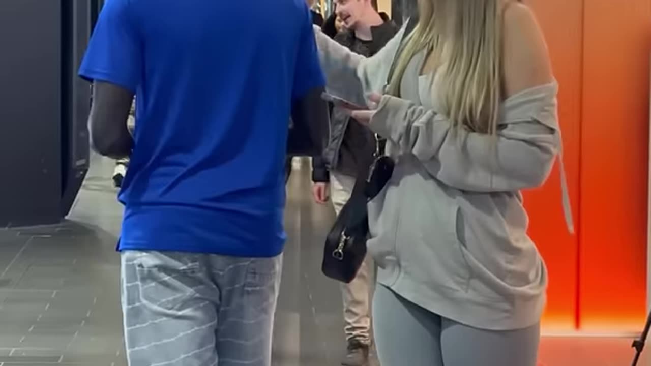 Asking her for directions
