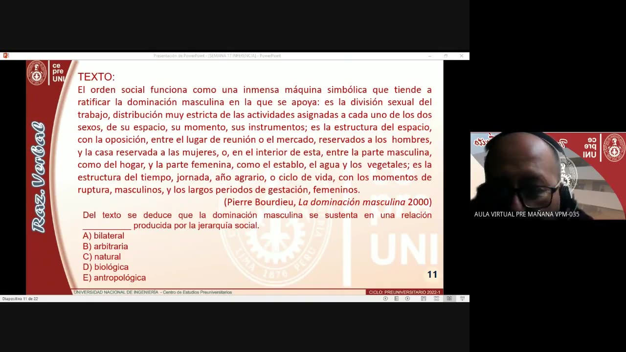 CEPRE UNI 2022 - 1 | Semana 17 | Raz. Verbal