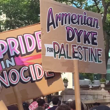 "NO PRIDE IN GENOCIDE" Dyke March in New York City.