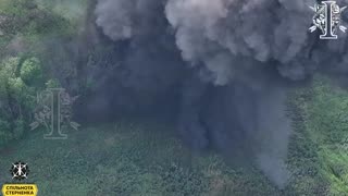 Ukrainian Drone Sets Off Munitions Dump(Insane Detonation)