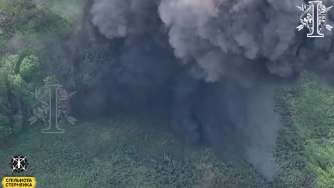 Ukrainian Drone Sets Off Munitions Dump(Insane Detonation)