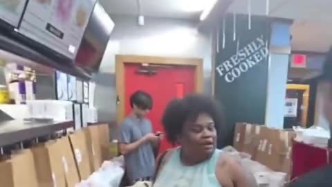 Sheboon Goes Behind Counter And Orders Her Own Food