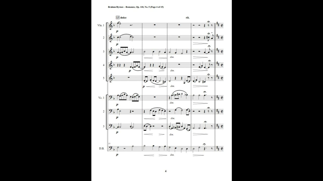 Johannes Brahms – Romanze, Op. 118, No. 5 (String Nonet)