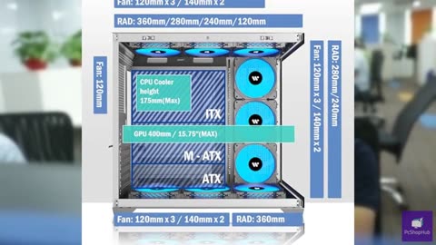 AMANSON PC CASE ATX 9 PWM ARGB Fans Pre-Installed, Mid-Tower Gaming PC Case, Pan