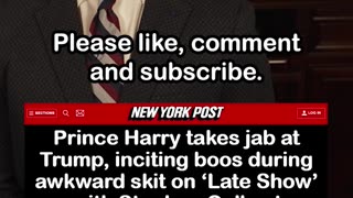 Prince Harry Takes Jab at Trump, Gets Booed on Colbert