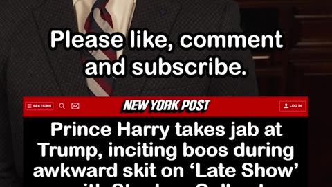 Prince Harry Takes Jab at Trump, Gets Booed on Colbert