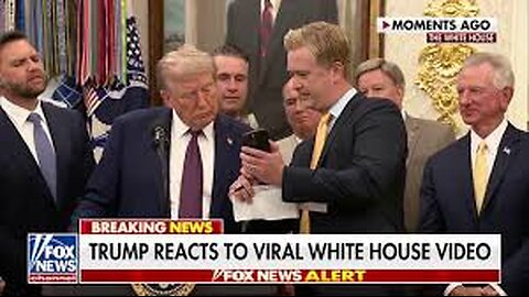 President Trump reacts to the viral video large object supposedly being thrown White House window
