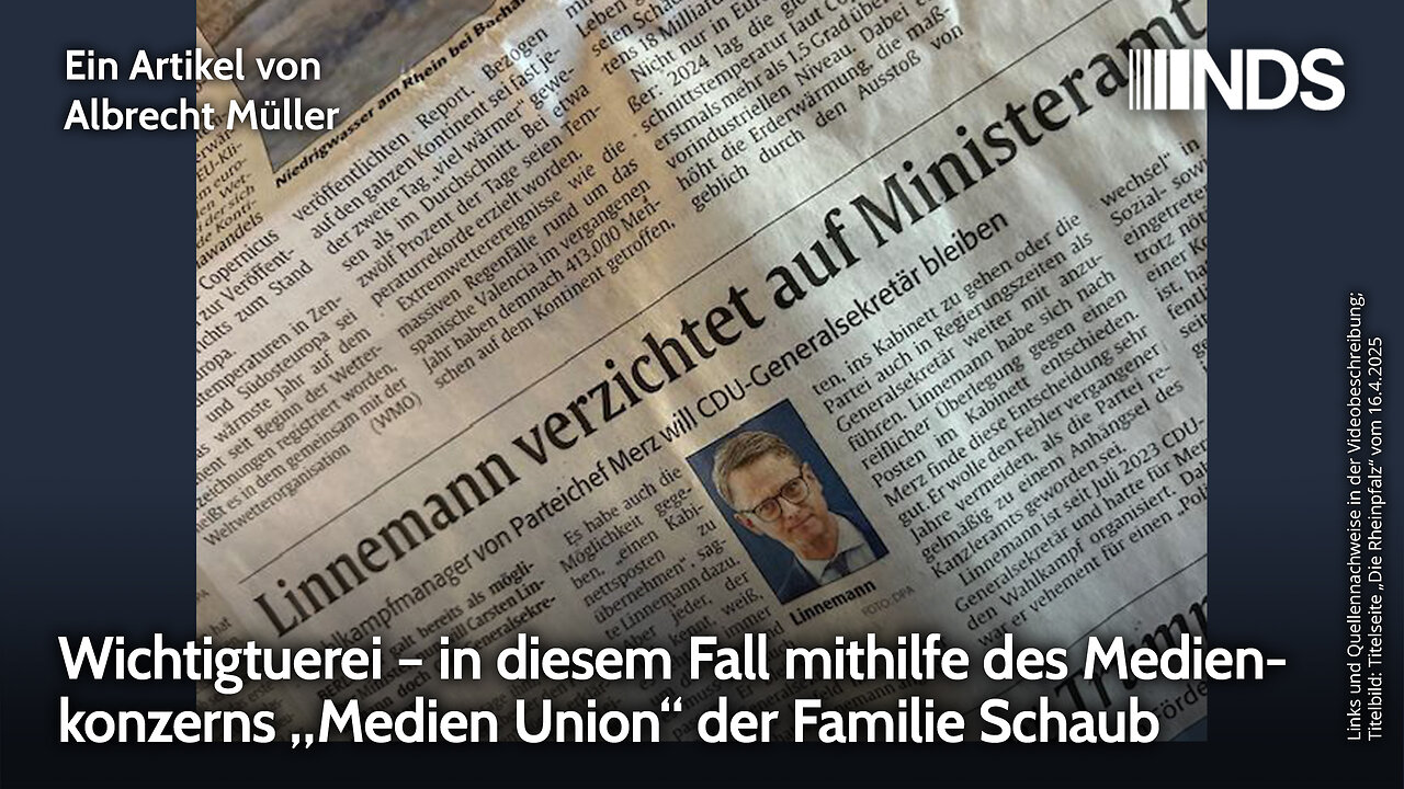 Wichtigtuerei – in diesem Fall mithilfe des Medienkonzerns „Medien Union“ der Familie Schaub | NDS