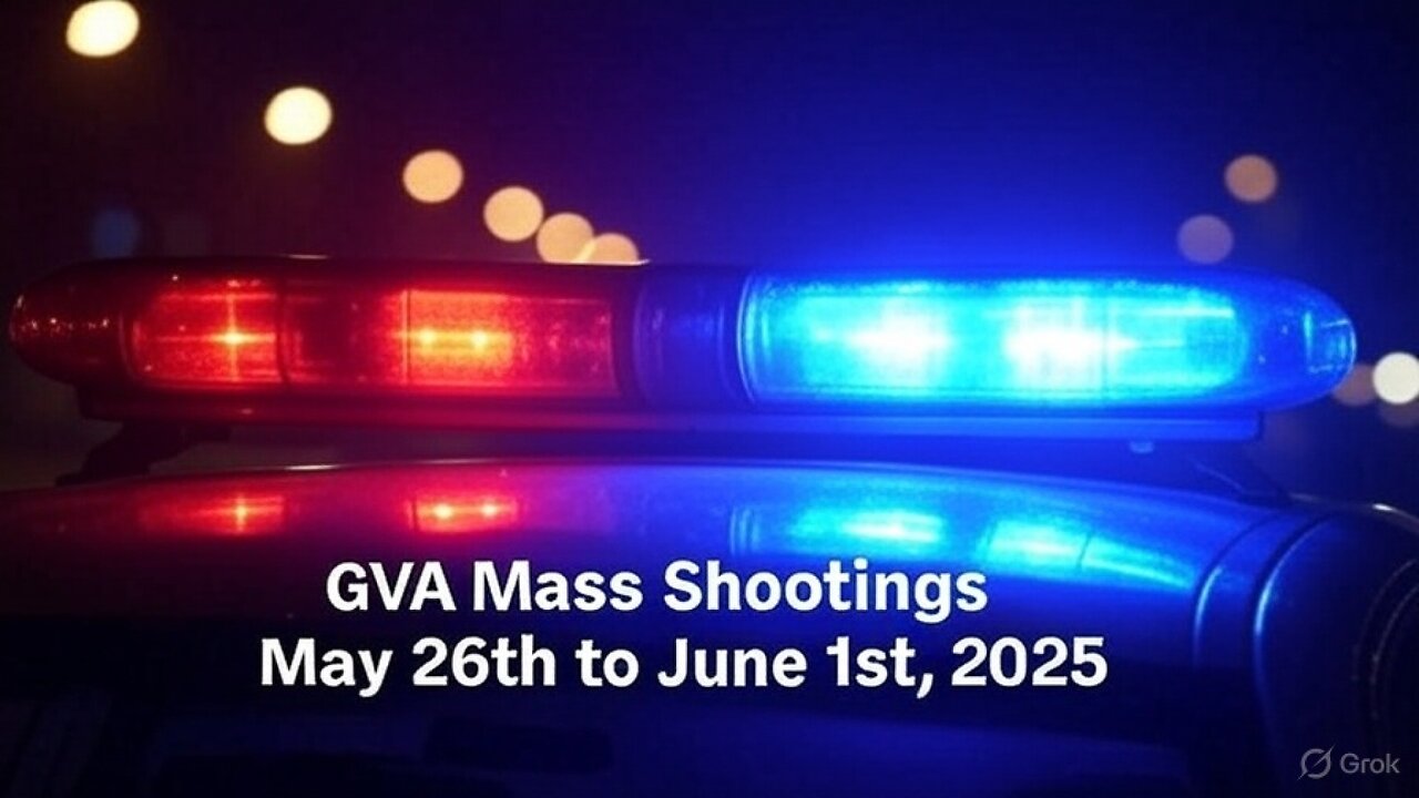 Mass Shootings according Gun Violence Archive for May 26th to June 1st, 2025