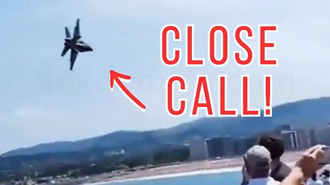 EF-18 Fighter Jet Nearly Crashes at Spanish Beach Airshow – Caught on Camera!