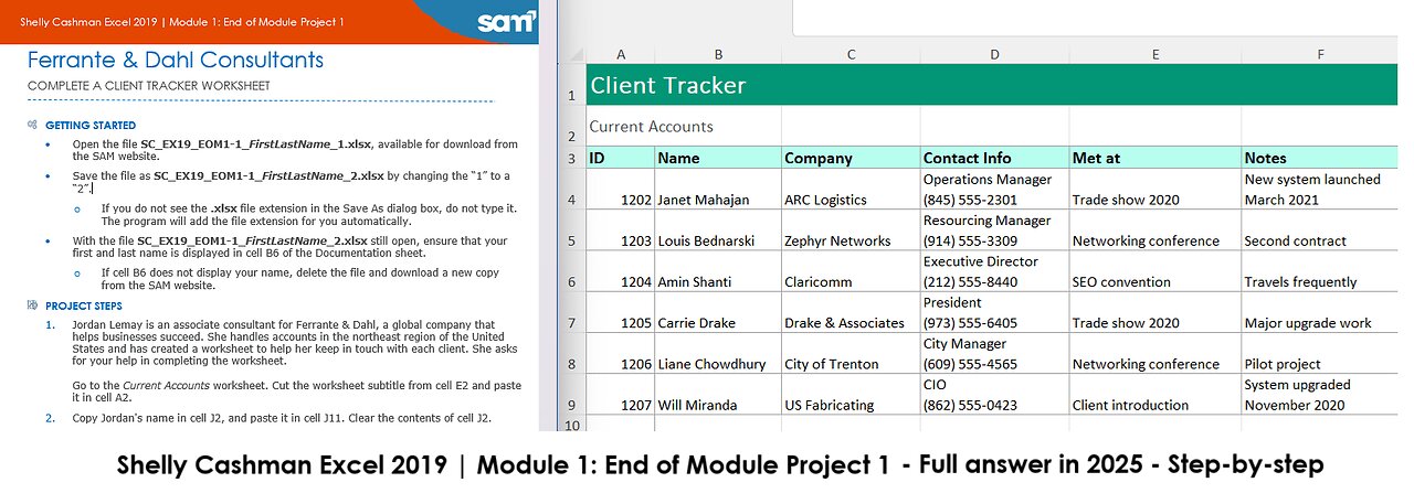 Shelly Cashman Excel 2019 | Module 1: End of Module Project 1 | Ferrante & Dahl Consultants (2025)