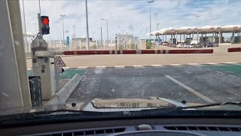 Driving past fences & through Passport checks & onto a Cross Channel Ferry at Calais Port, France
