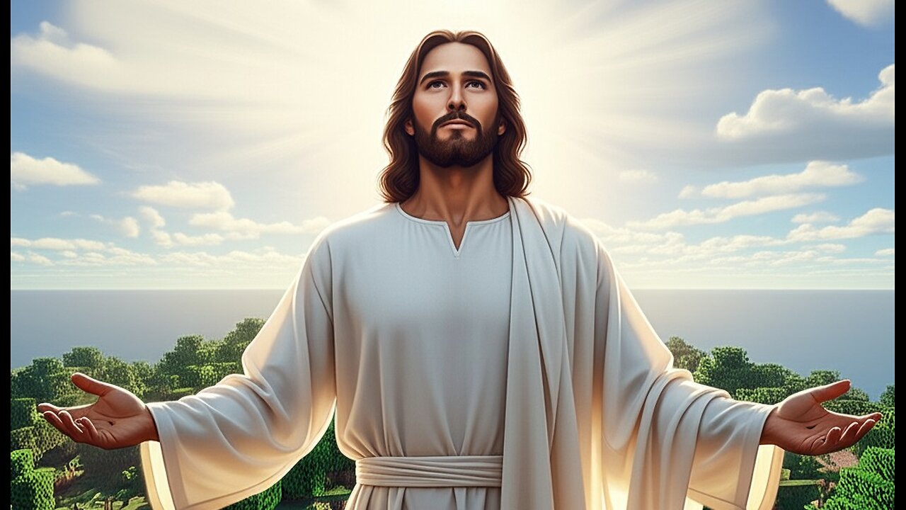 Building Faith: Portrait of Jesus Praying in Minecraft"