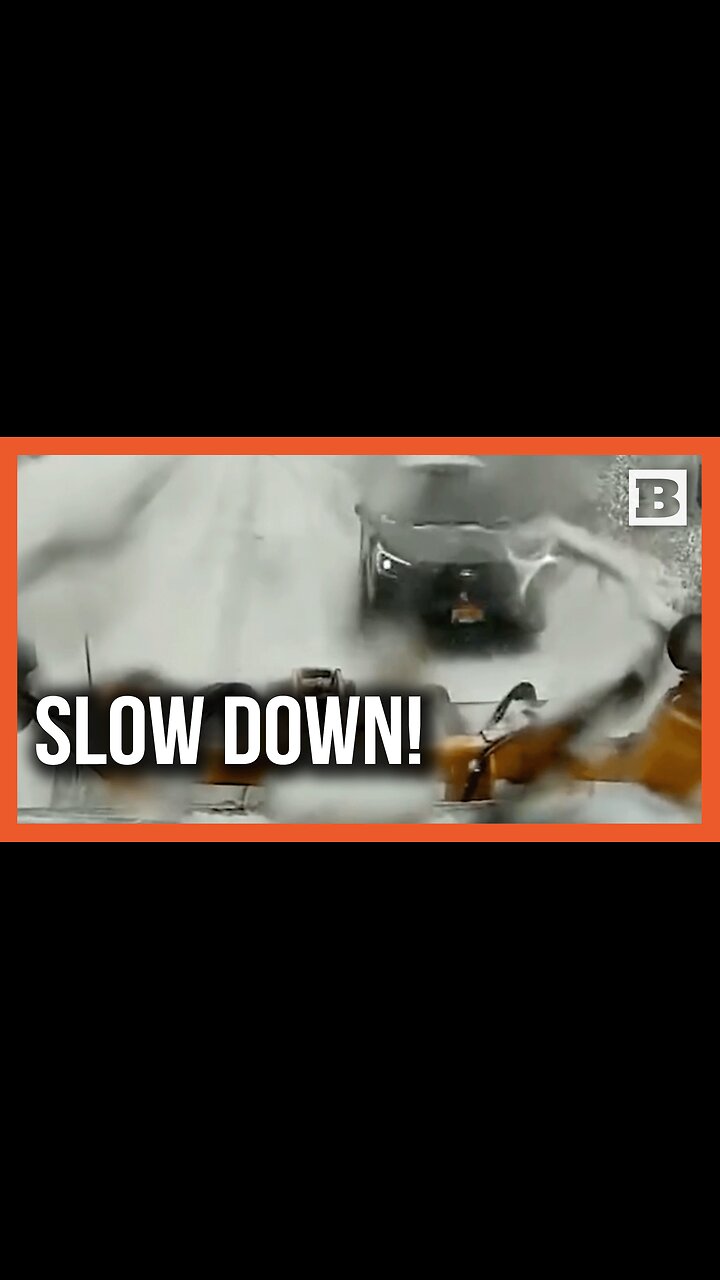 Control Lost in Seconds on Snowy Highway as Car Hits Plow Head-On