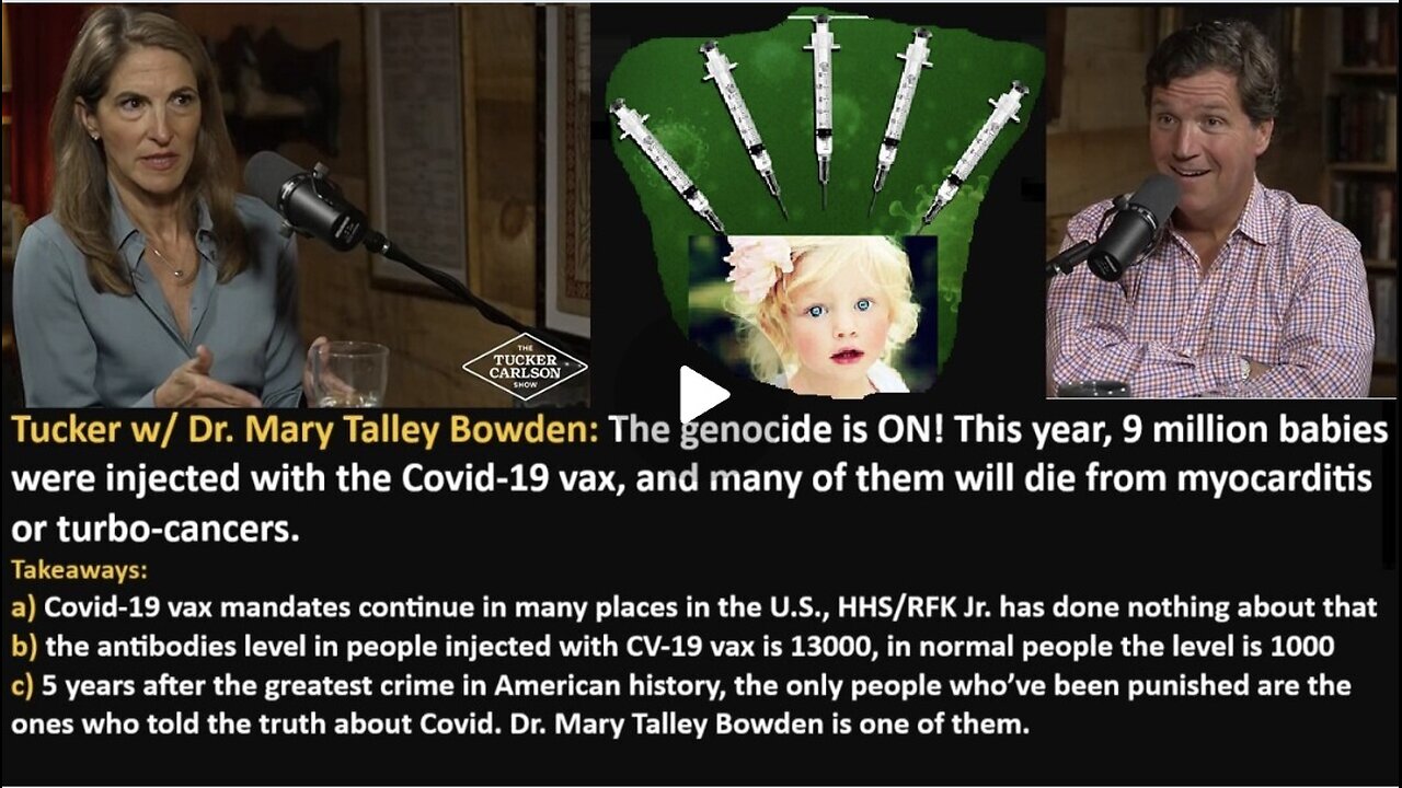 Tucker w/ Dr. Mary Talley Bowden: The genocide is ON! This year, 9 million babies were injected with the Covid-19 vax, and many of them will die from myocarditis or turbo-cancers!