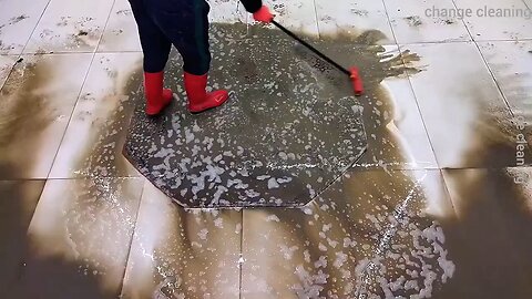 Extremely dirty round rug washing ASMR
