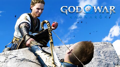 Atreus Climbing Asgard Wall in God of War Ragnarök