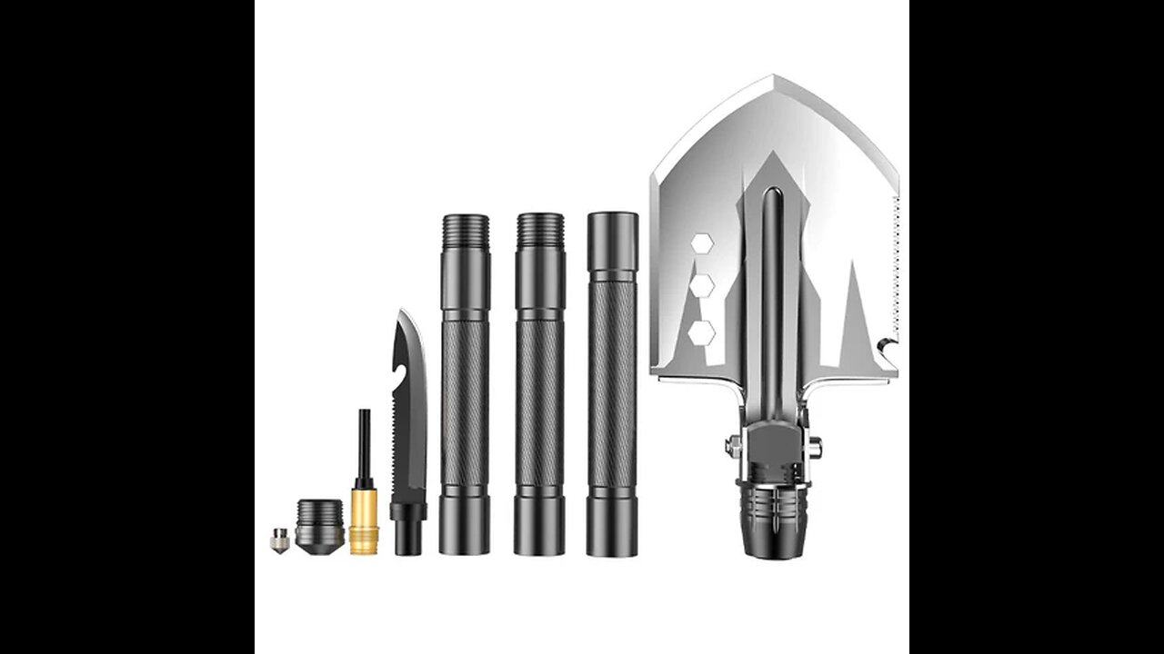 18-in-1 Multi-functional Outdoor Foldable Shovel For Camping Survival & Self-defense