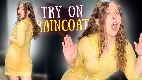 [4K USA]NEW BEAUTIFUL BLACK BIKINI/LINGERIE SET,VERY TRANSPARENT YELLOW RAINCOAT REVIEW!CUTE RAINCAP