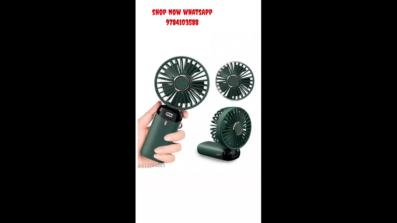 RSCT Mini USB Rechargeable Hand Fan with Digital Display – Green, 3 Blades, Portable & Lightweight