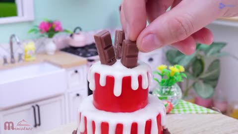 🍓 So Fresh Miniature Kitkat Strawberry Pudding Recipe ASMR Cooking Mini Food_part3
