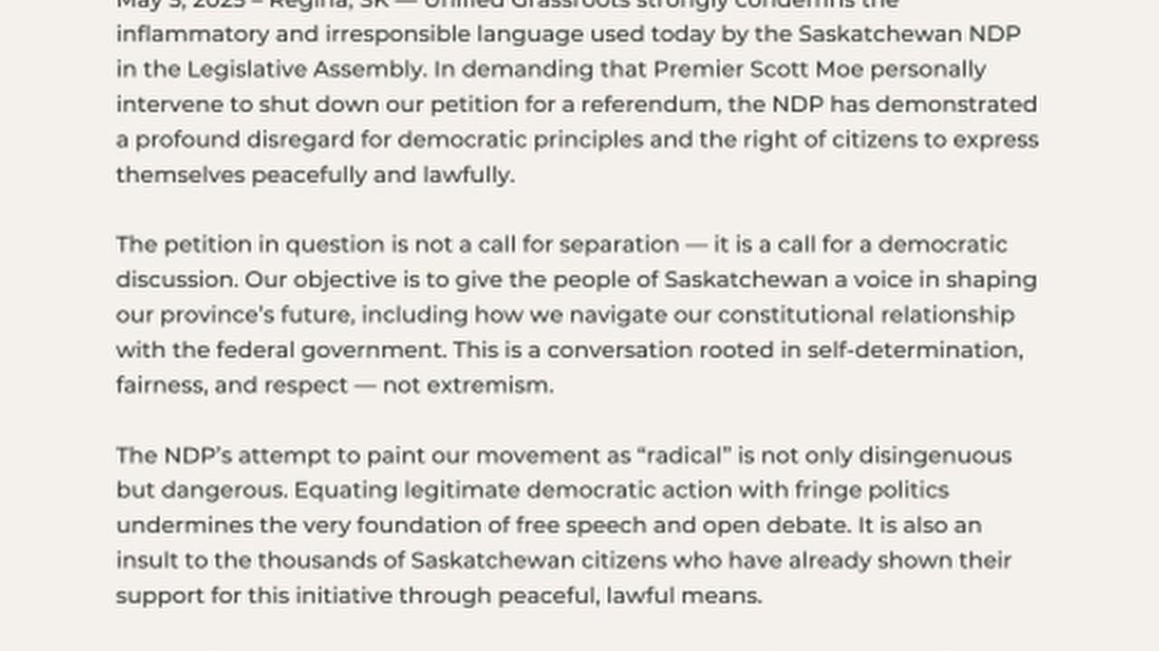 Saskatchewan NDP Faces Backlash Over Push to Halt Separatist Petition