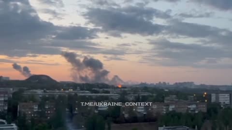 🔥 The moment of the UAV's strike on former Topaz plant in Donetsk, where the