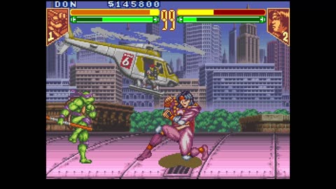 The final battle against Karai (Tournament Fighters SNES)