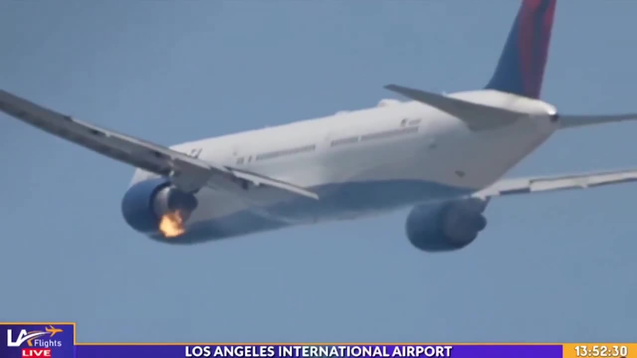Delta Boeing 767 engine bursts into flames after takeoff from LAX airport