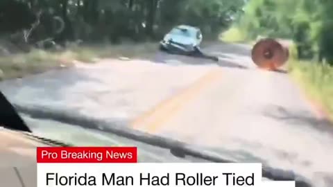 A Florida man tied a roller behind his car, it then loses control and crashes into an