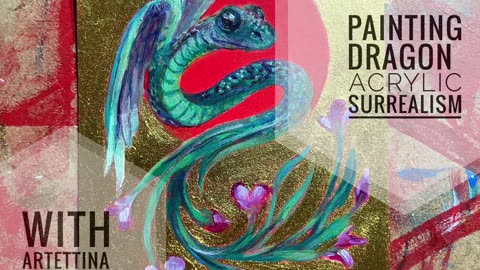 Painting dragon art flying snake acrylic surrealism Artettina