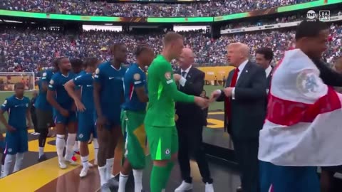 President Donald J. Trump presents medals to Chelsea after winning the FIFA Club World Cup.