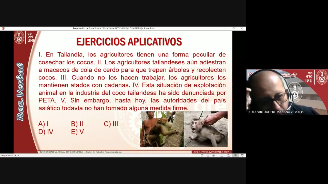 CEPRE UNI 2022 - 1 | Semana 06 | Raz. Verbal