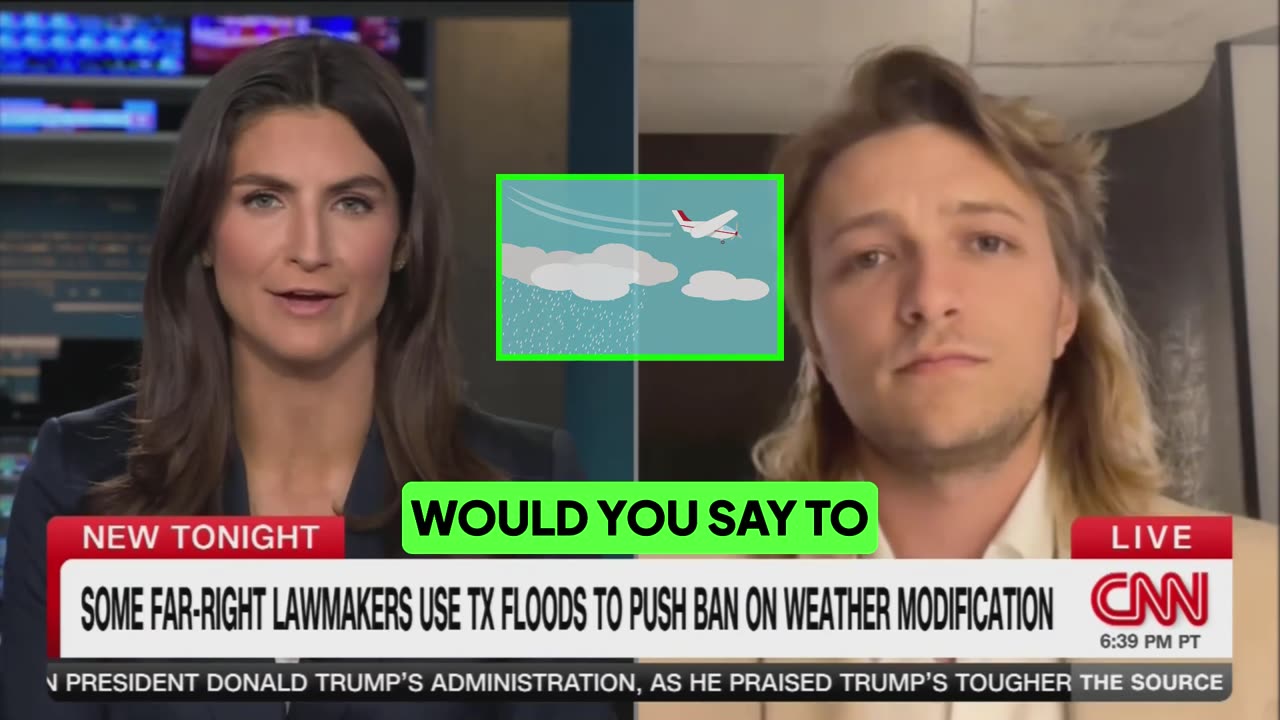 CNN Kaitlan Collins tries to get cloud seeding CEO to say weather modification Is a conspiracy theory 7.10.25