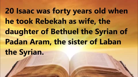 In answer to prayer, Rebekah conceives twins.