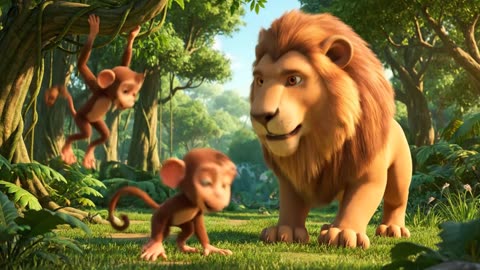 Monkey and lion friendship
