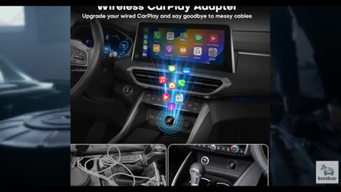 2-in-1 Wireless CarPlay & Android Auto Adapter, Plug & Play CarPlay Dongle Conv