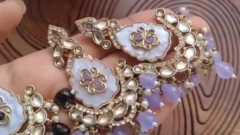 Premium quality Indian kundan with seap earrings
