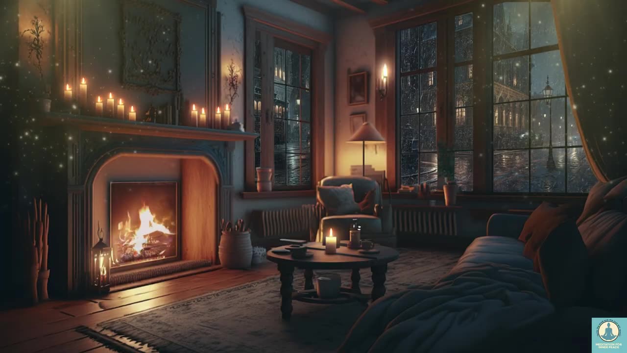 Cozy Fireplace Ambience 🔥 Meditation & Relaxing Music