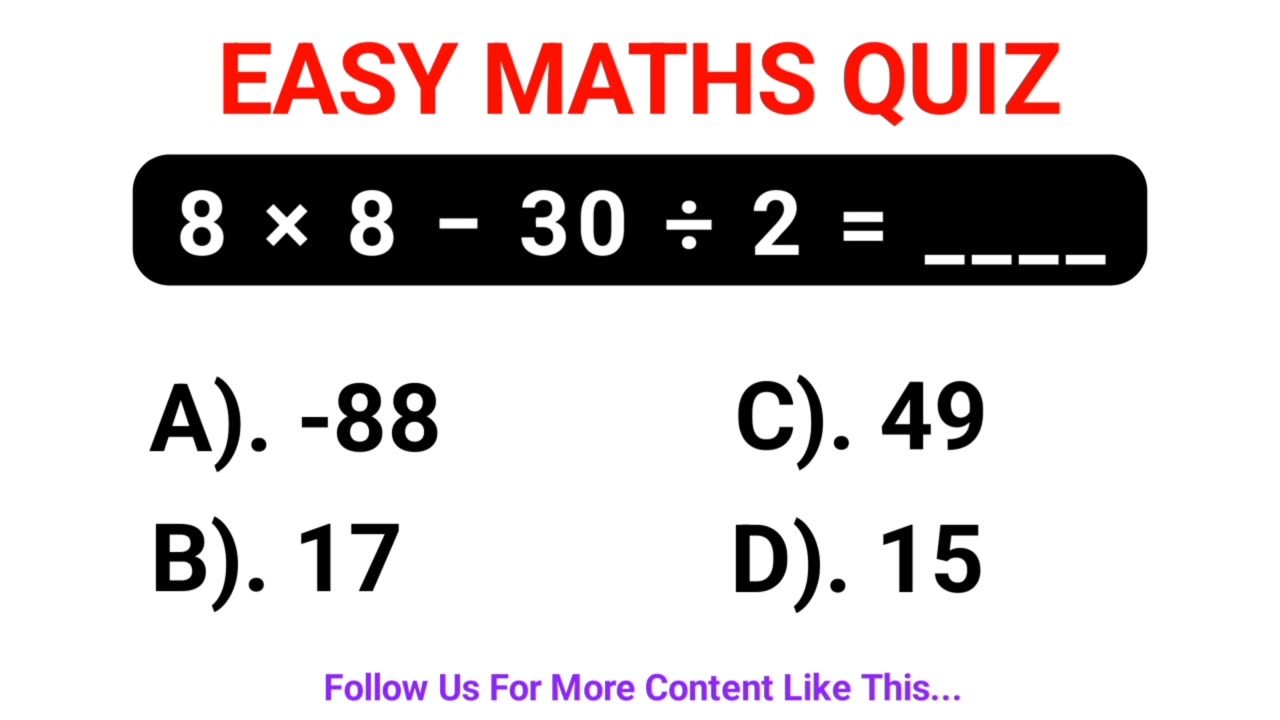 Maths Quiz For Brain Test 🧠🤔 IQ test #shorts #maths #brain #iq #challenge #iqtest