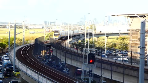 Commuter train at the Brisbane Airport
