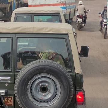 Bangladesh Army from the front of the bus