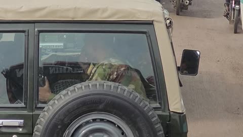 Bangladesh Army from the front of the bus