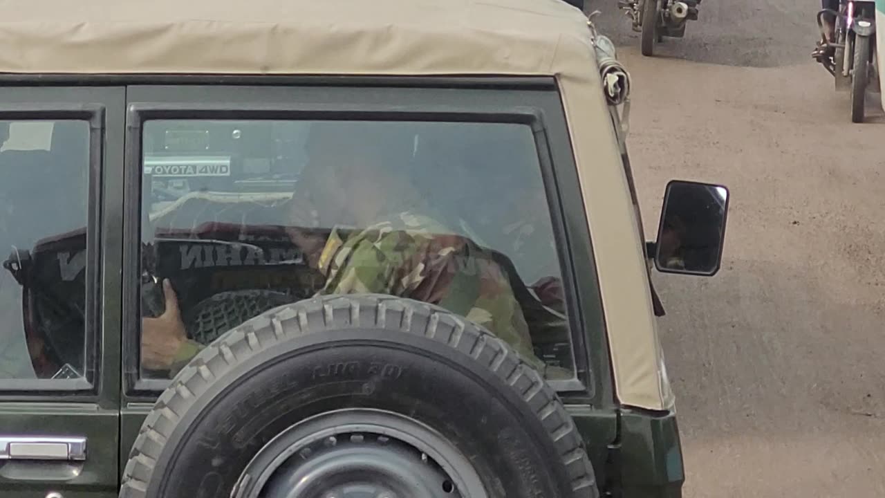 Bangladesh Army from the front of the bus