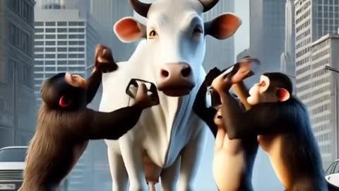 खूबसूरत गाय और समझदार बंदर की इमोशनल जंगल कहानी"। 🐄🐒